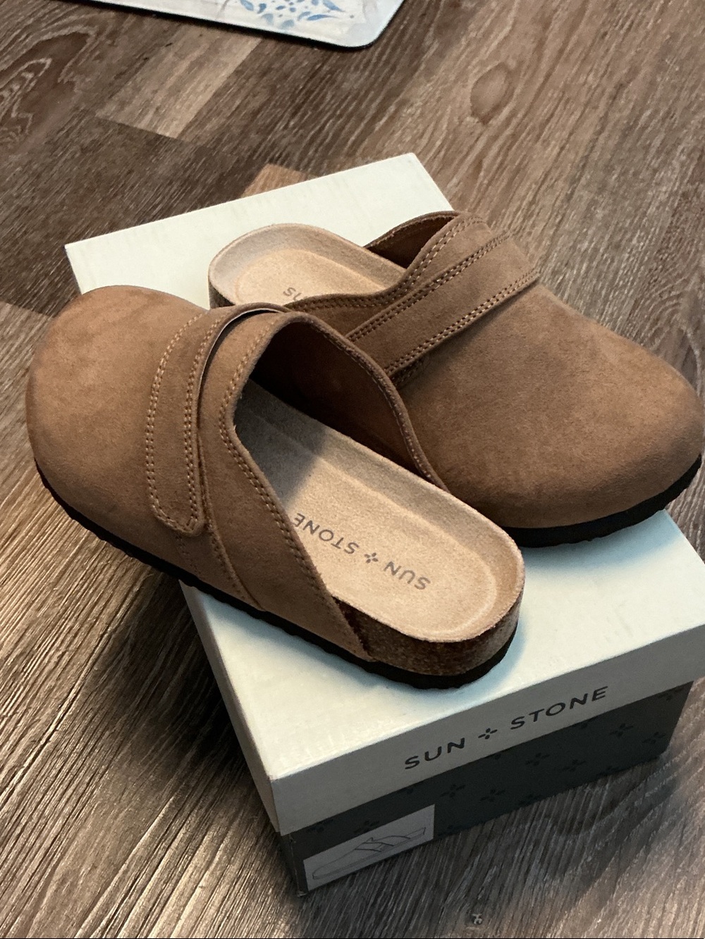 Sun + Stone Kids Suede Slip-On Clog in Tan